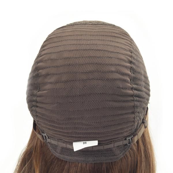 Medium Length No Layer Brown European Hair Replacement Systems