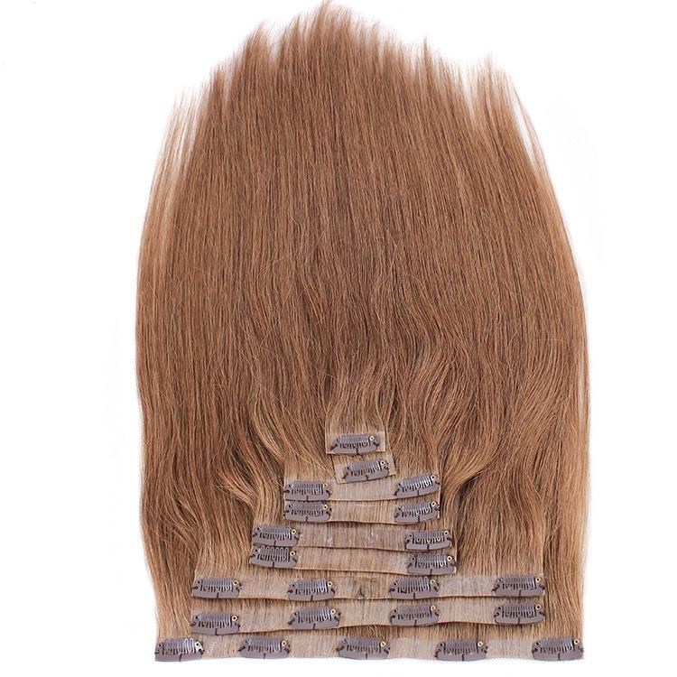 Straight Virgin Hair PU Skin Weft Clip in Hair Extension