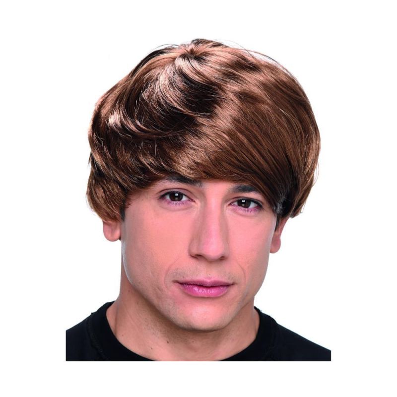 Kbeth Human Hair Men′s Deluxe Rock Star Brown Boy Band Wig for Carnival and Party Wig Theme Party Indian Men Hair Toupee Yellow Brown Wig Ready to Ship