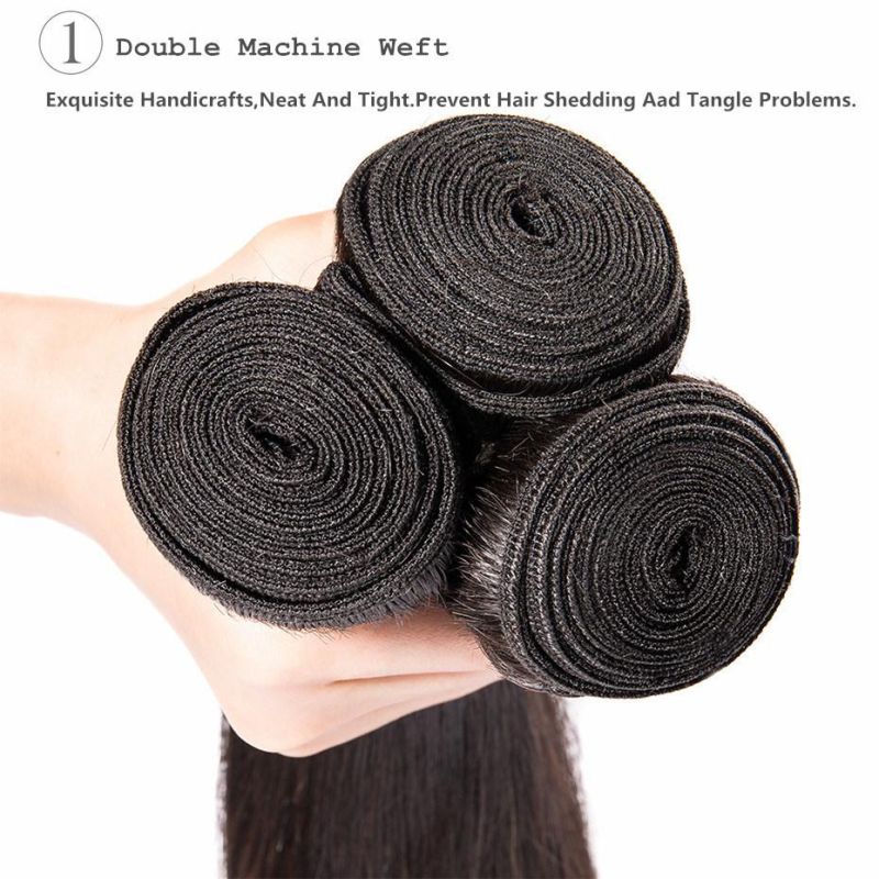 Brazilian Virgin Hair Bundles Double Drawn Human Hair Weft Super Thick End Hair Weave Extensions