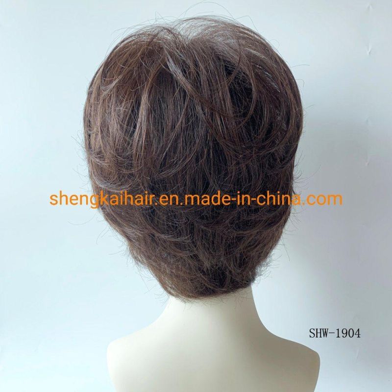 China Wholesale Pretty Human Hair Synthetic Hair Mix Natural Curly Synthetic Wigs for Women 588