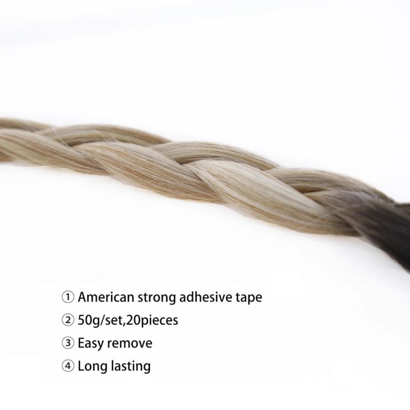 Hair for Woman Tape in Hair Extensions Straight None Remy Human Hair Blonde Invisible PU Skin-Weft 20PC 16-24 Inch