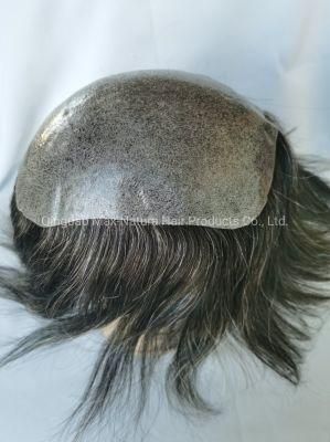 2022 Most Natural Clear PU Base Men&prime; S Toupee Made of Remy Human Hair