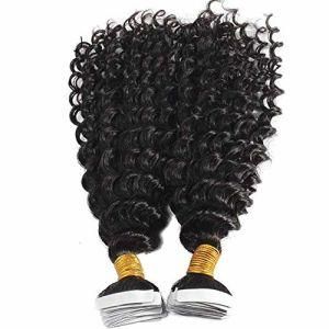 100% Brazilian Human Hair Deep Wave Tape in Hair Extensions