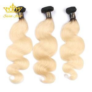 No Shedding No Tangle Human Hair Bundles in Blonde Color with Black Roots Body Wave