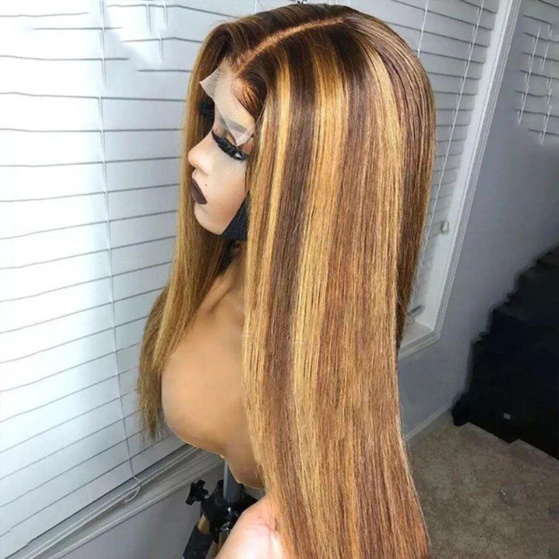 Ombre Brown Straight Wig 150% Lace Front Human Hair Wigs for Women Brazilian Remy Hair Pre Plucked Lace Wig with Baby Hair 26 Inch