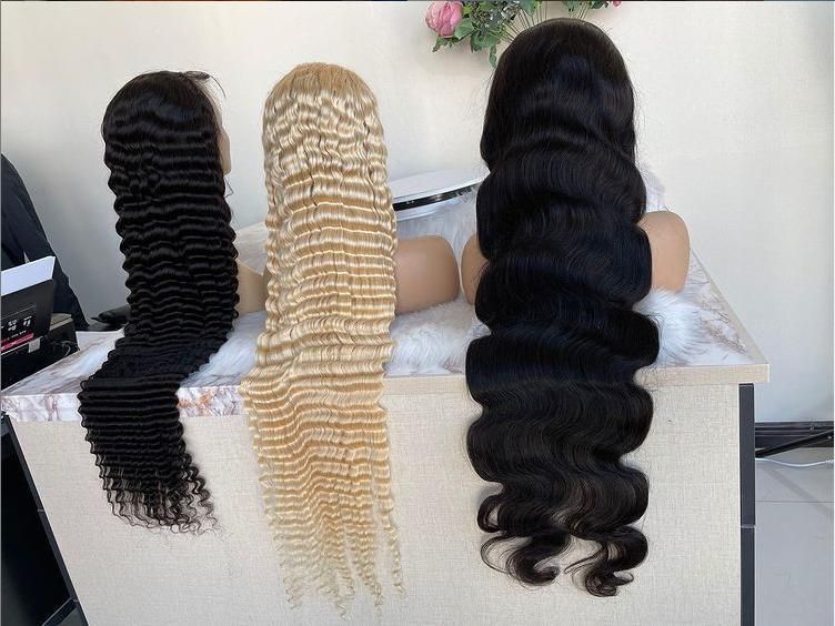 16-36in Long Wigs Body Wave Human Hair Lace Front Wigs