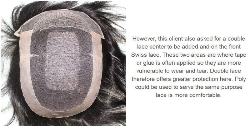 Custom French/Swiss Lace Toupee - Men′s Hair Recplacement Solution
