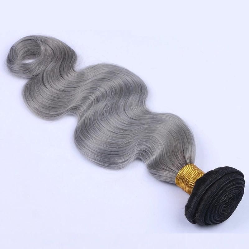 100% Human Hair Weaving Wholesale Body Wave 1b/Grey Hair