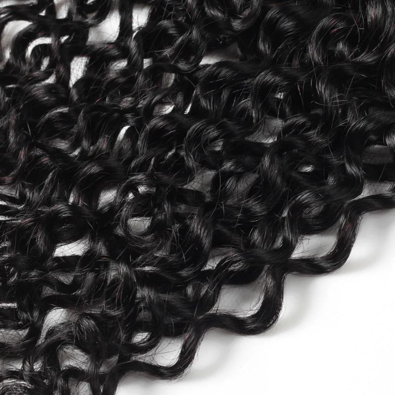 9A 13*4 Lace Frontal Closure Virgin Non-Remy Kinky Curly Free Part Hair Weaving #Black