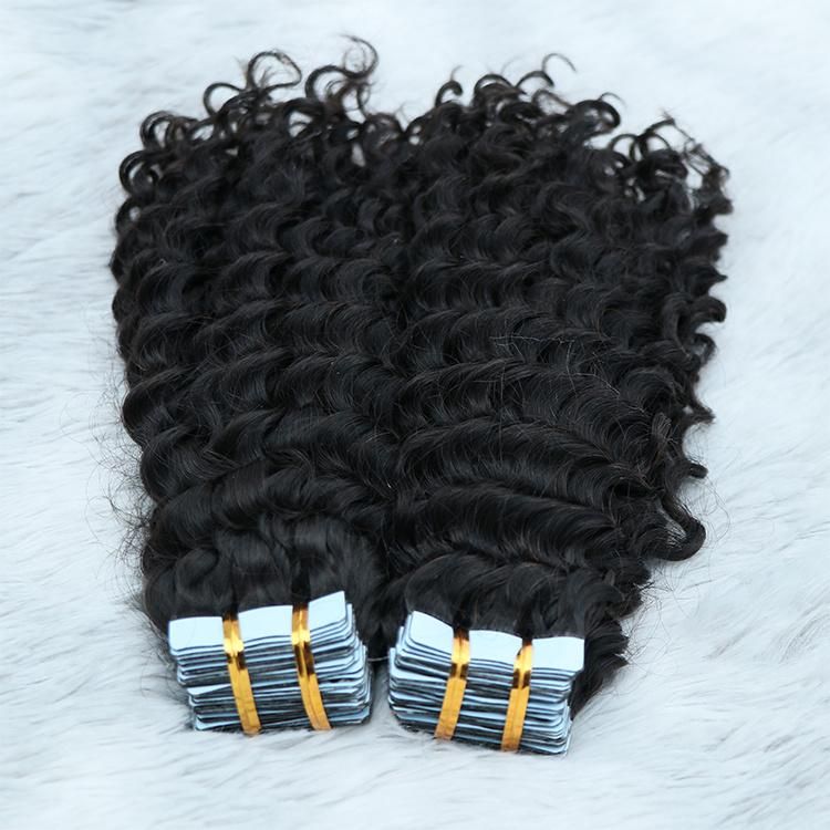 12A Raw 100% Human Hair Virgin Deep Wavy Tape in Hair Extension