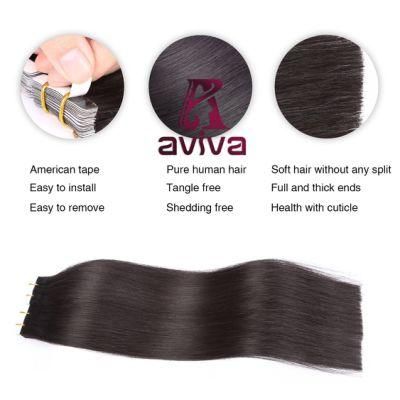 Aviva Double Weft 100% Remy Tape in Human Hair Extensions 2# 12 Inch Brazilian Straight 20PCS for Women Beautry Tape in Hair Extension
