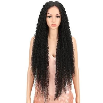 Nature Black Brazilian Human Hair Lace Front Wig 30 Inch Long Hair Lace Front Wig Kinky Curly Hair Long Hair Wigs for Women