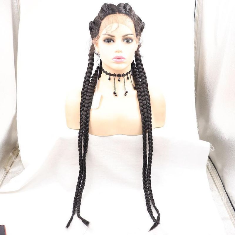 Wig Braided for Women Wholesale African Synthetic Micro Braided Lace Front Wig Cornrow Hair Braided Wigs for Black Women