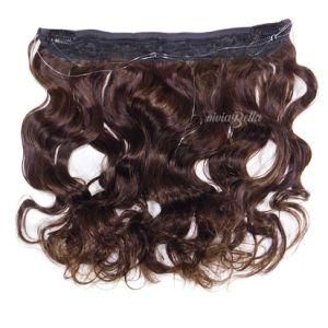 Brazilian Brown Body Wave Clip in 100% Human Halo Hair Extension Fish Line Hair Extension
