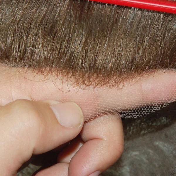 Natural Hair System for Men French Lace with Swiss Lace Front