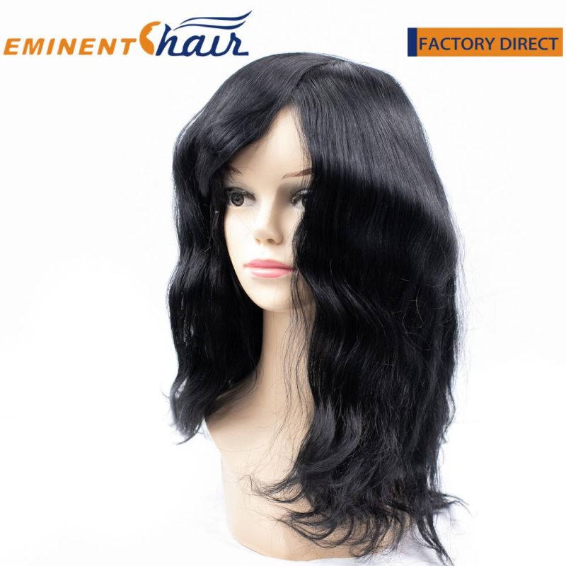 French Lace with PU Coating All Around Extra Heavy Black Human Hair Women Wig
