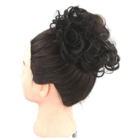 New Style Synthetic Hair Hairband Black Scrunchie Hair Bun Chignon High Temperature Fiber Hair Donut Roller Headband Curly Hair