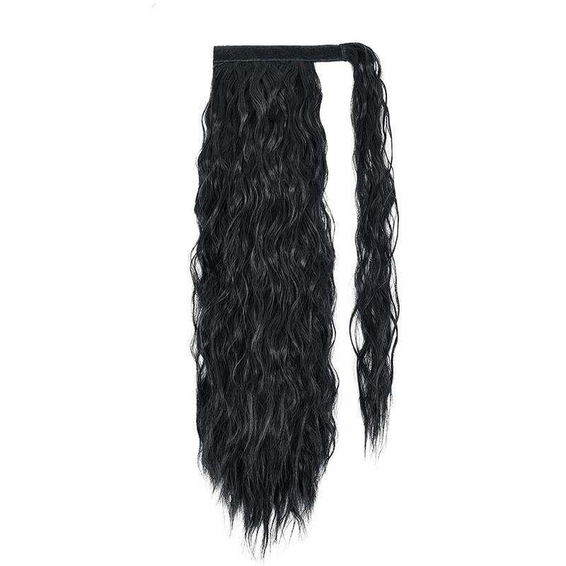 24inch Ombre Blond Wrap Synthetic Ponytail Hair Extensions Long Clip in Hair Extension with Hairpins
