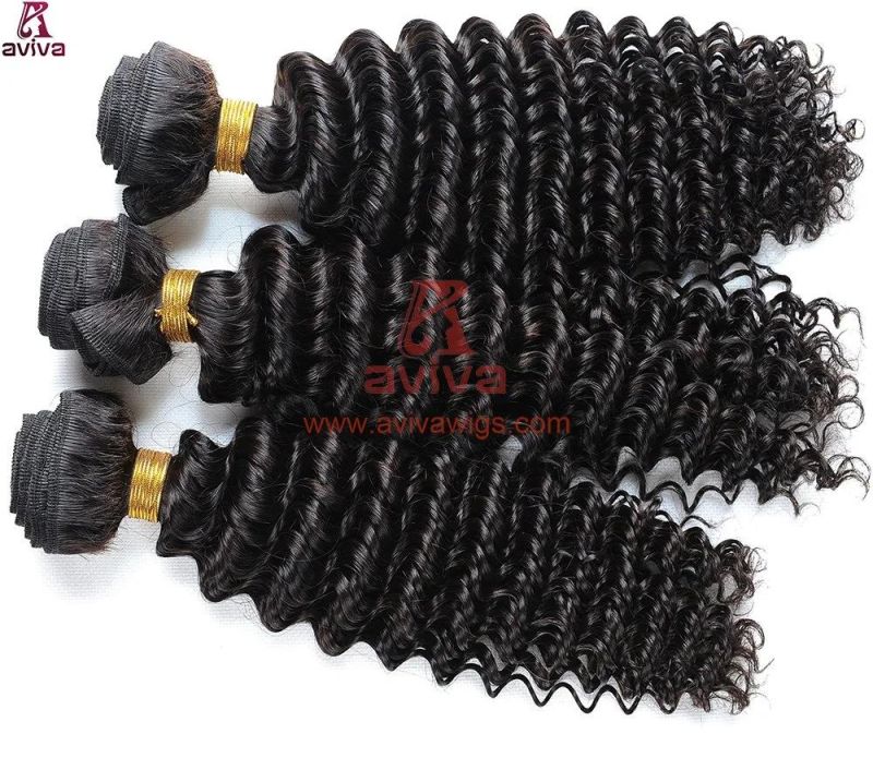 Peruvian Deep Wave Virgin Hair Double Weft Human Hair Extension Natural Black