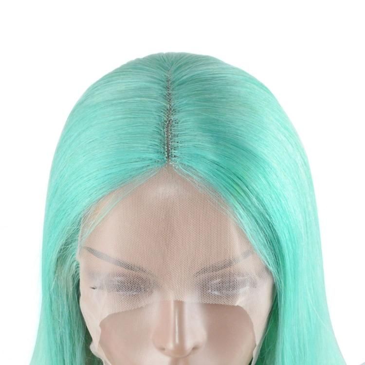 Wholesale Price 13X4 Lace Front Silky Straight Light Blue Human Hair Wigs