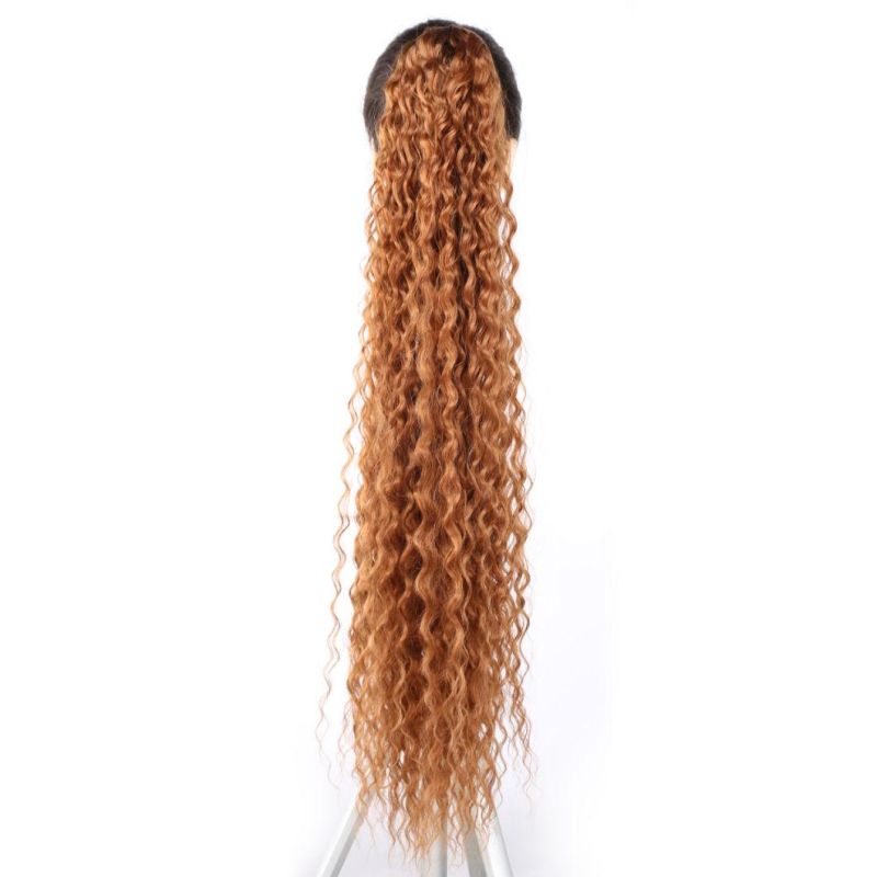30" Women Drawstring Long Straight Synthetic Claw Clip Woman Extension Ponytail