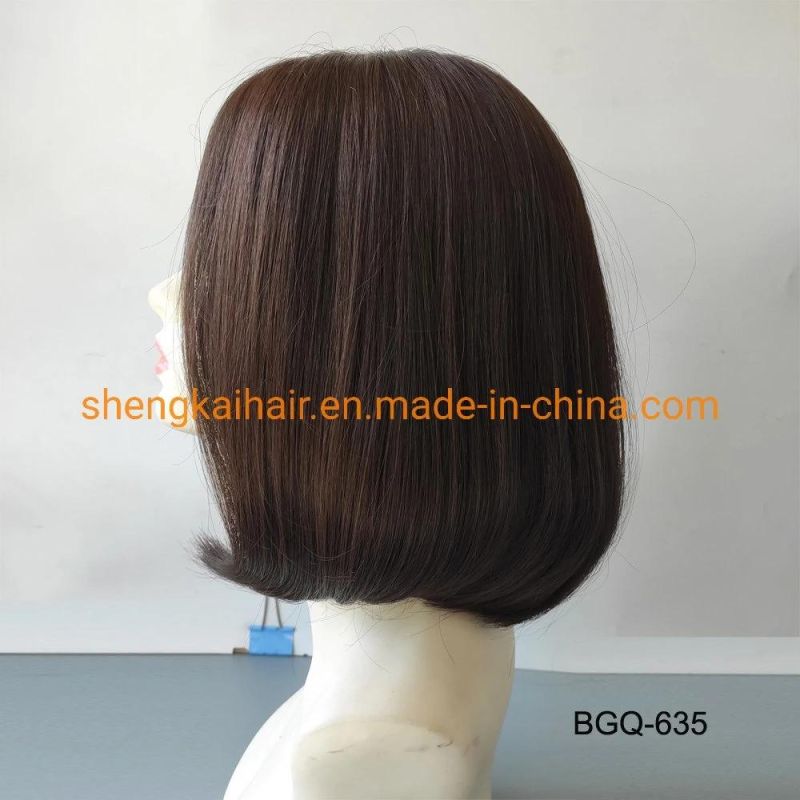Wholesale Human Hair Synthetic Hair Mixed Full Hand Tied Monofilament Wig for White Woman 534
