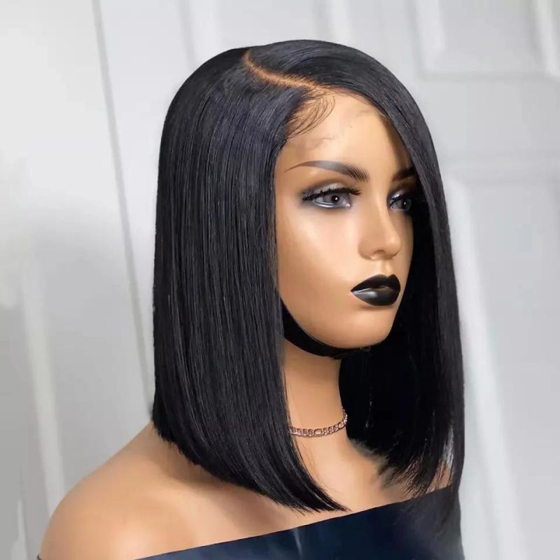 Wholesale Short Bob Wig Brazilian Virgin Lace Front Human Hair Bob Wigs 13*4 Transparent Lace Frontal Bob Wigs for Black Women