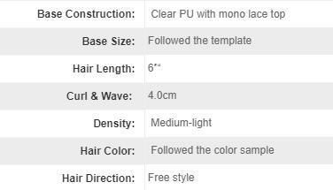 Fine Welded Mono with PU Skin Base Natural Hair Toupee