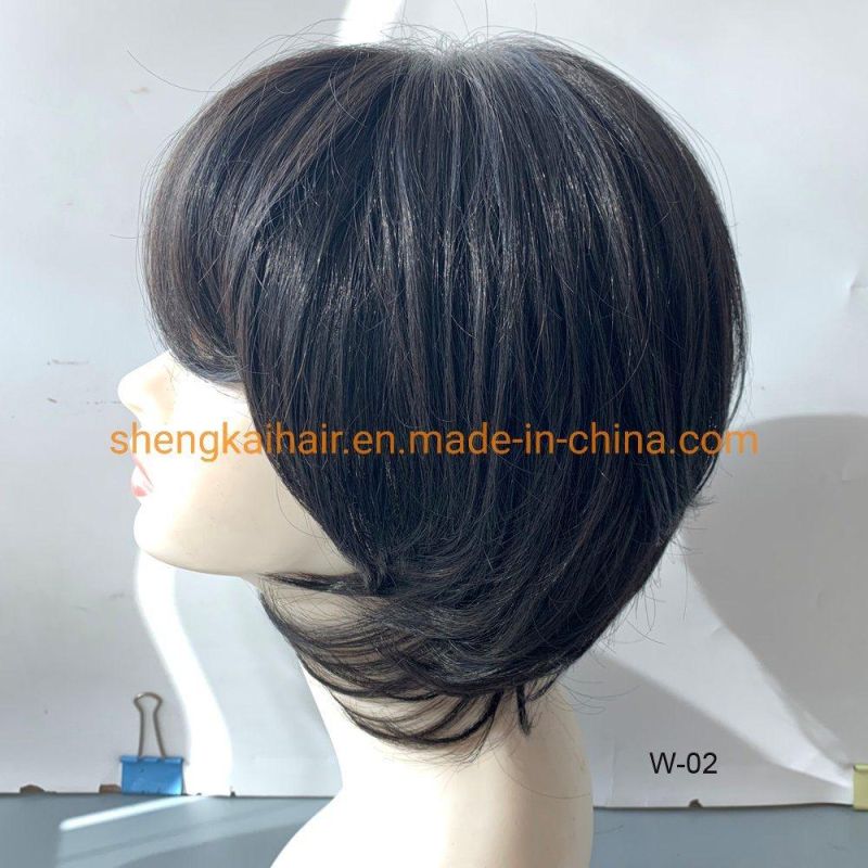 China Wholesale Good Quality Handtied Human Hair Synthetic Hair Wigs for Ladies with Thinning Hair 568