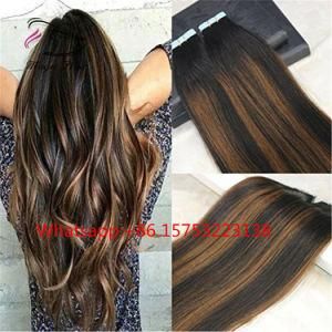 Human Hair Tape in Extensions Ombre Glue in Remy Hair Extensions Balayage Color #1b Dark Roots Fading to #4 Chocolates Brown 40PCS 100g