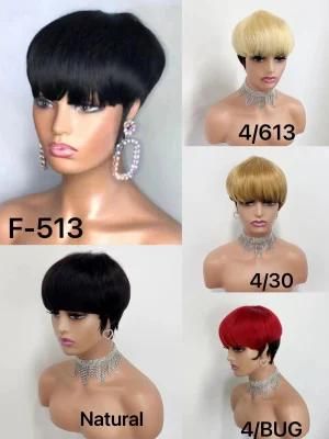 Natural Hair Wigs Human Hair Short Inch Pixie Cut Wig Machine Made Wigs for Black Women