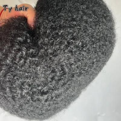 6mm Wave Lace Afro Kinky Unit Black American Decoration Lace Base Hair Replacement Toupee System Unit Men Wig Weave