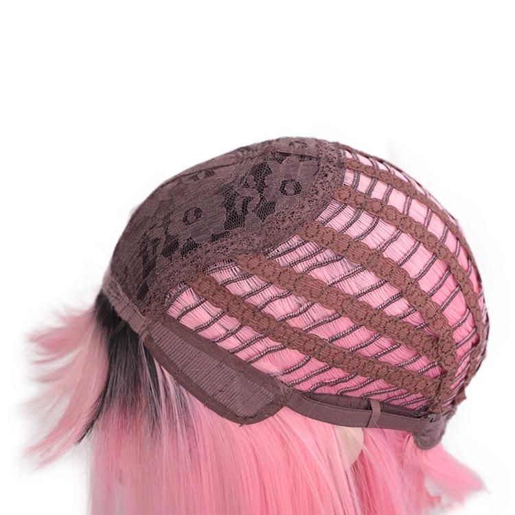 Wholesale Afro Short Bob Natural Ombre Black Pink Good Quality High Temperature Synthetic Wig