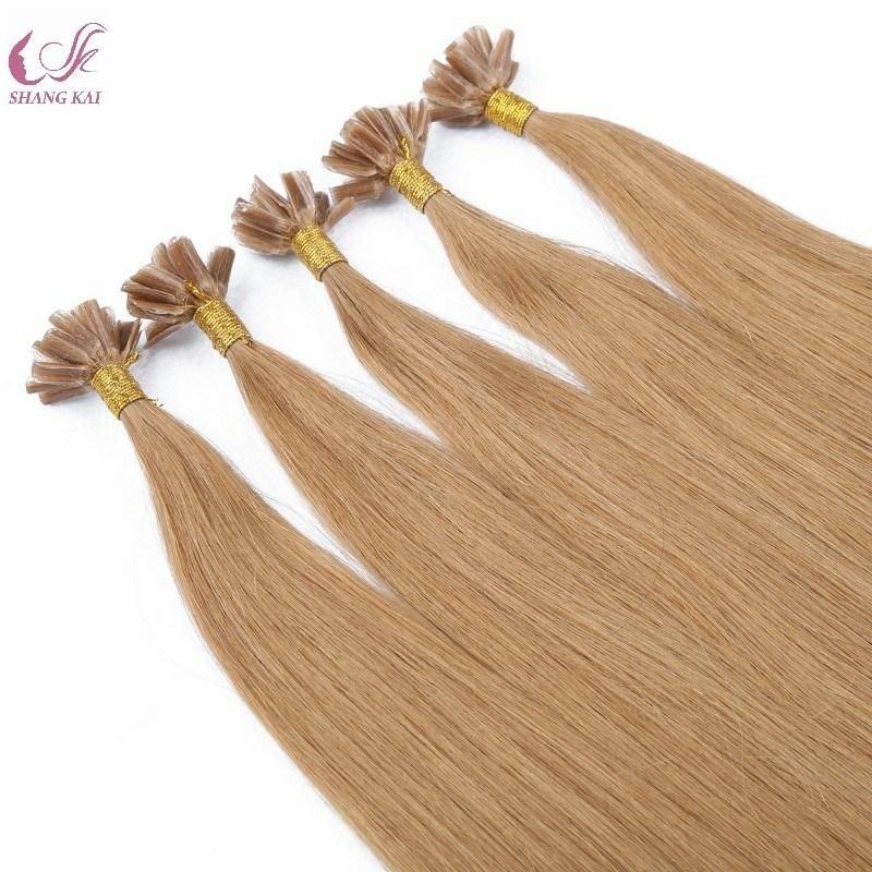 Double Drawn Full Cuticle Blonde Russian Remy Hair Keratin U Tip Hair Extensions Nail Tip Hair