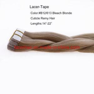 B#12-613 Light Golden Brown to Bleach Blonde Raw Virgin Human Hair Tape Hair Extensions PU Tape Weft Hair