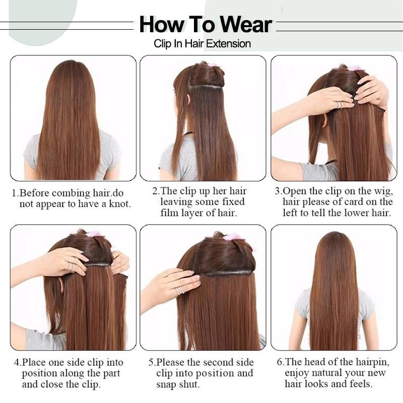 8PCS/Set 18 Clips Double Weft Human Hair Clip in Hair Extensions #4