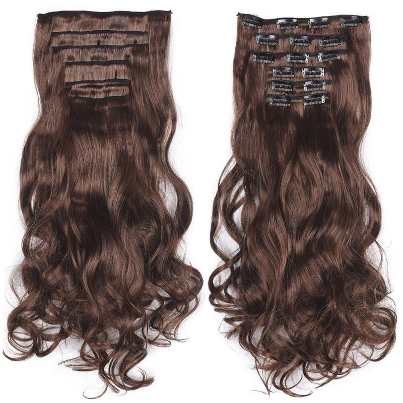 6PCS/Set 16 Clips in Hair Extension Natural Wavy Synthetic Heat Resistant Fiber Hairpieces