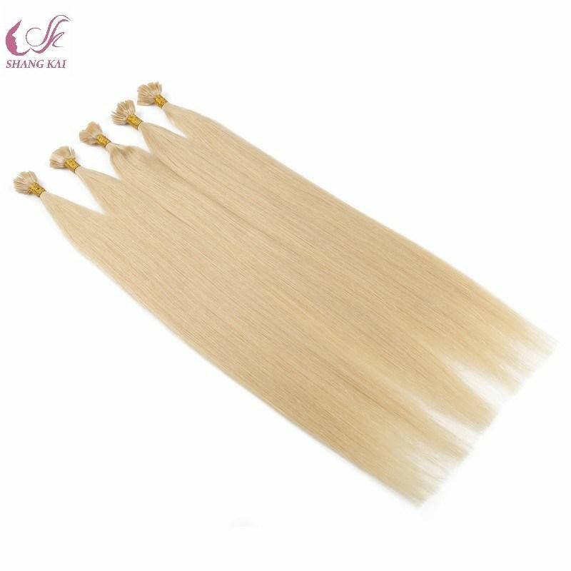 Hot Sale Pre-Bonded Flat Tip Hair Extension Wholesale 100% Brazilian Remy Human Hair Raw Virgin Blond Color 613