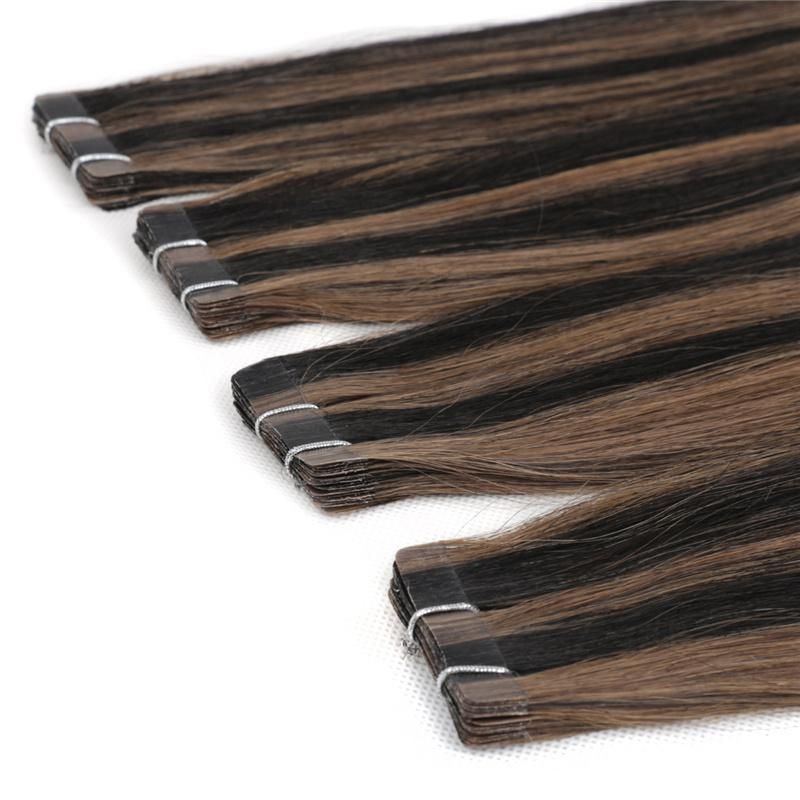 European 100% Human Hair Blue White Invisible Tape in Double Drawn Remy Hair Extension