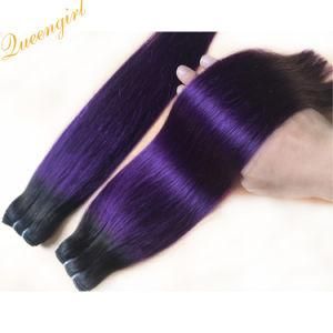 Hot Sale Remy Human Hair Weft Two Tones Colored Silky Straight Ombre Indian Hair Weaving