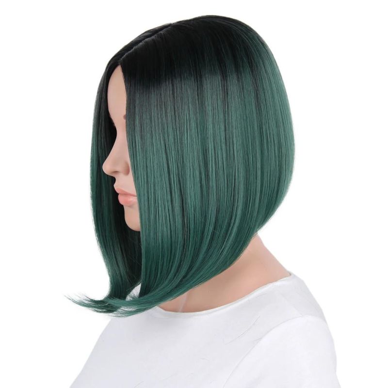 Wholesale Ombre Green Bob Wig Heat Resistant Synthetic Short Wigs