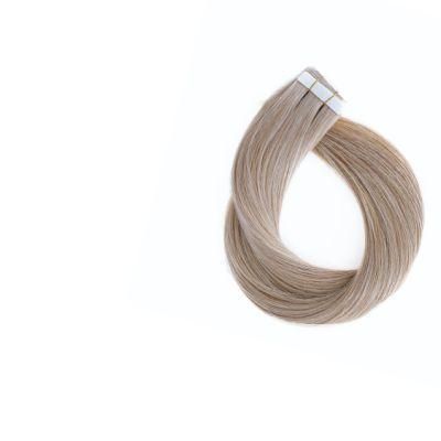 Human Hair for Woman Double Side Tape Hair Extensions Color 18 Ash Blonde Adhesive Skin Weft Seamless Silky Straight