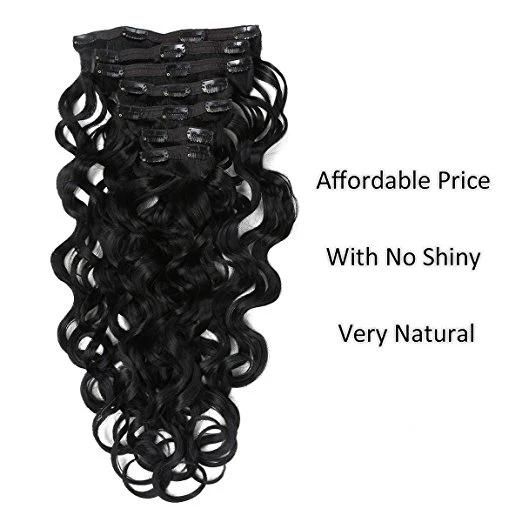 100% Human Hair Extension Clip in Hair Extensions Body Wave 7PCS for Full Head (AV-CH140-22-1B)