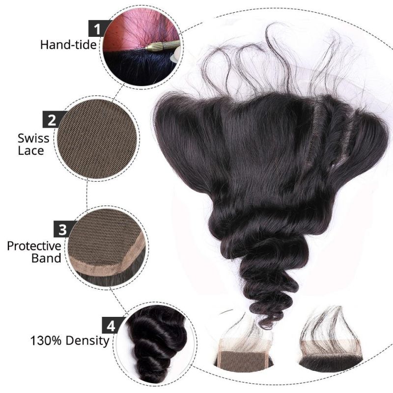 Unprocessed Virgin Brazilian Human Hair Loose Wave Bundles with Frontal