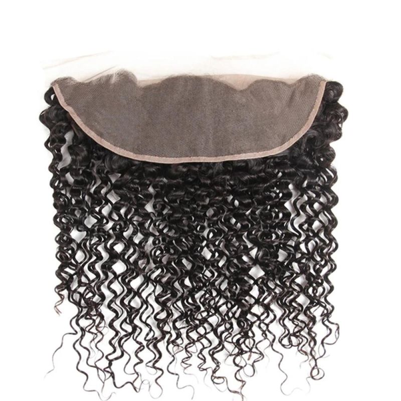 Lace Frontal Curly 13X4 Brizilian Virgin Human Hair Closure Curly Wave Hair Closure Natural Black Color Hair Extention 12 Inch