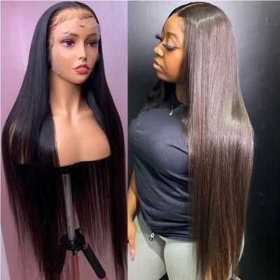 Wholesale Straight Lace Frontal Human Hair Wigs Brazilian Transparent HD Lace 30 32 Inch Lace Front Closure Wig for Women
