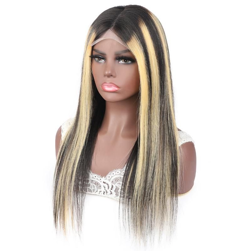 4X4 Lace Frontal Wig Silky Straight Ombre Human Hair Wigs #1b/613