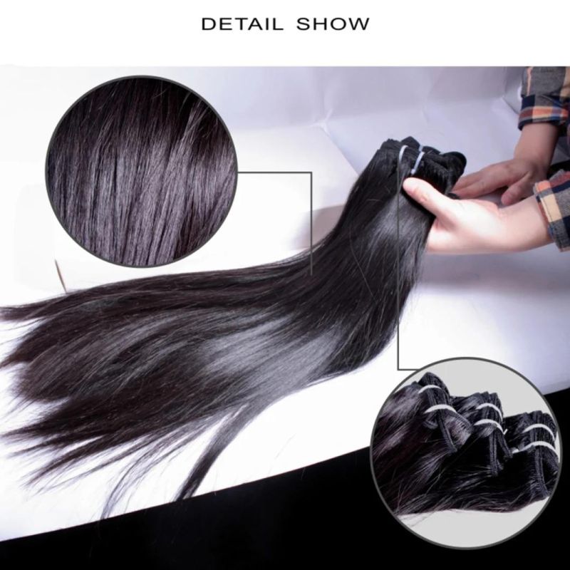 Straight Raw Virgin Human Hair Bundle Unproccessed Human Remy Hair Weave for Women Natural Color Double Weft