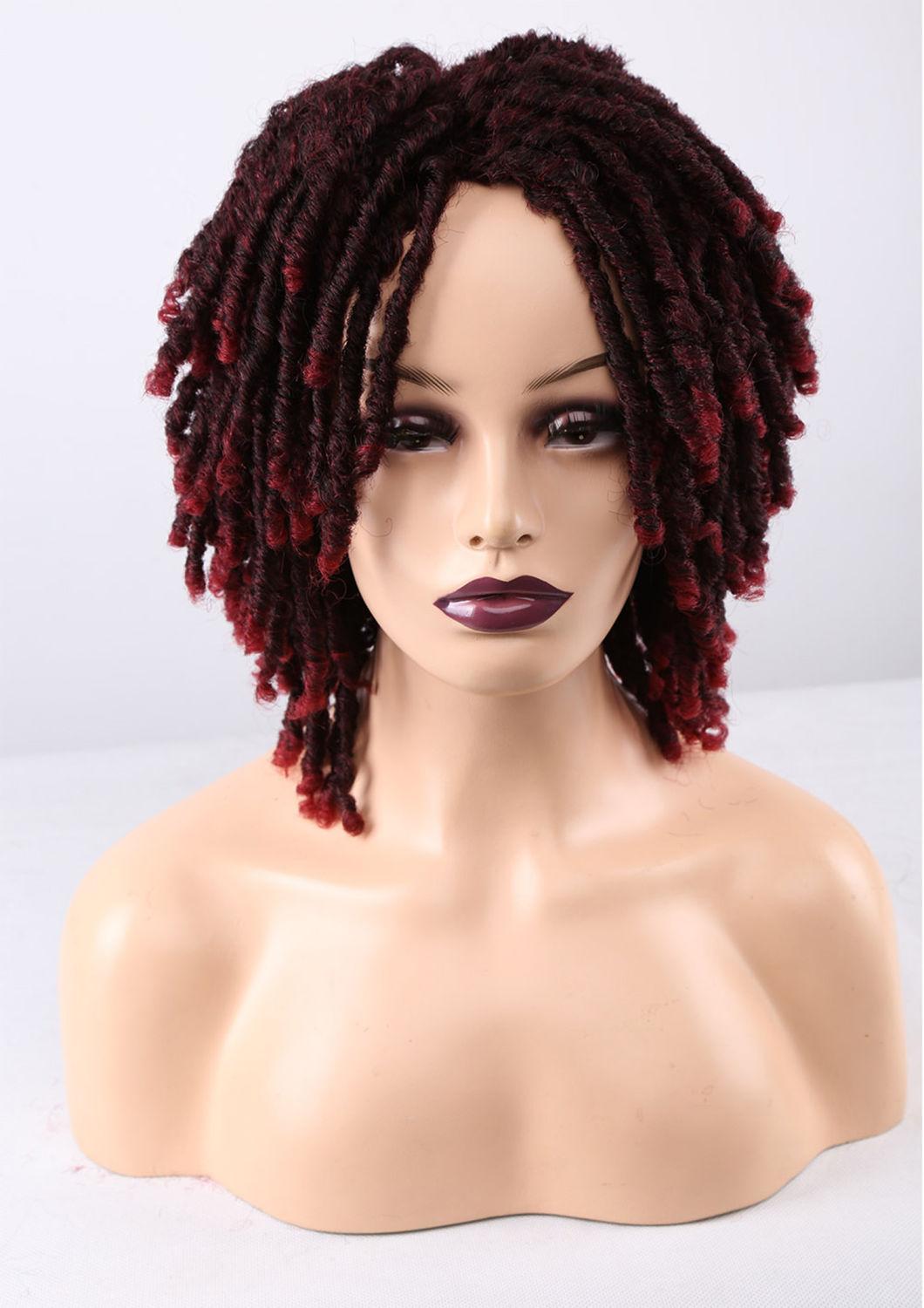 Short Twist Curly Wig Multi Color for Black Women and Men Afro Synthetic Crochet Hair Faux Locs Braid Wigs Dreadlock